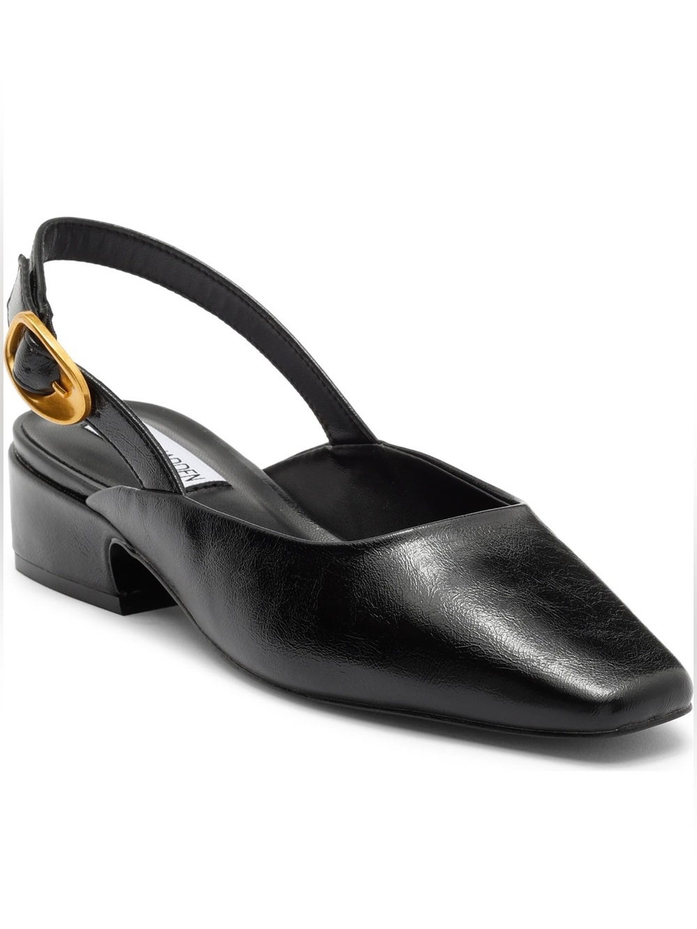 Steve Madden Diona Slingback Square Toe Pump Soft Black Leather SZ 8.5